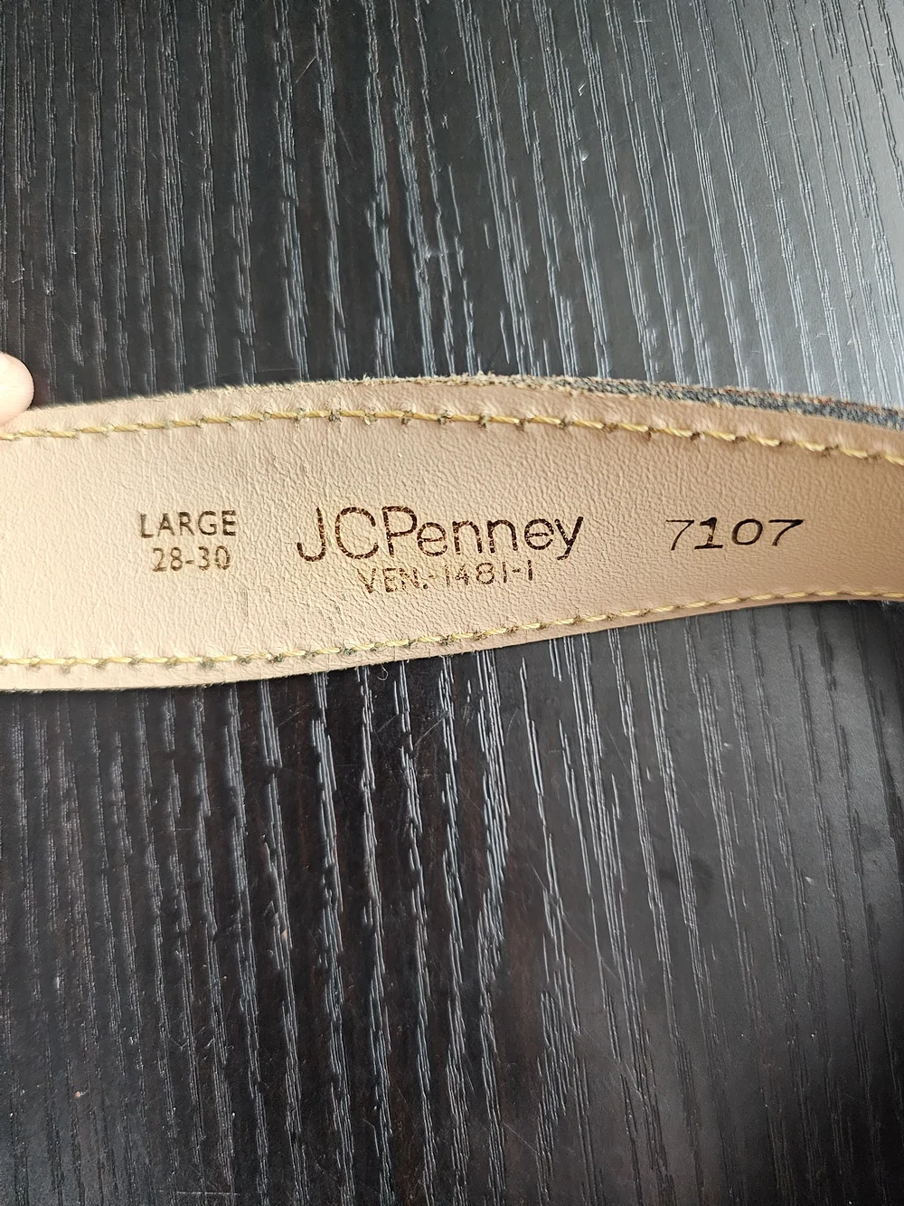 Vintage 1970s JCPenney Genuine Split Cowhide Brown Leather Belt Brass Buckle